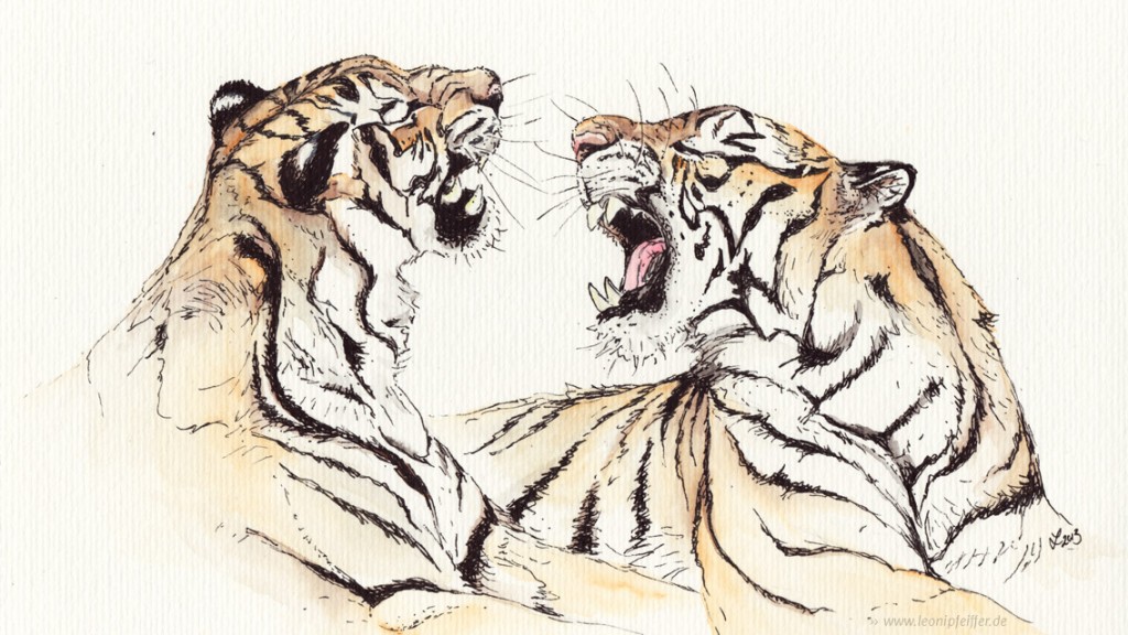 Tiger mit Tusche – Die Liebenden – Wallpaper