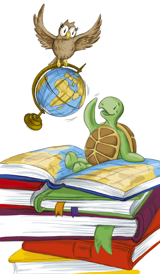 Bücher, Karten, Atlanten und dann bringt Schuhuu auch noch einen Globus!