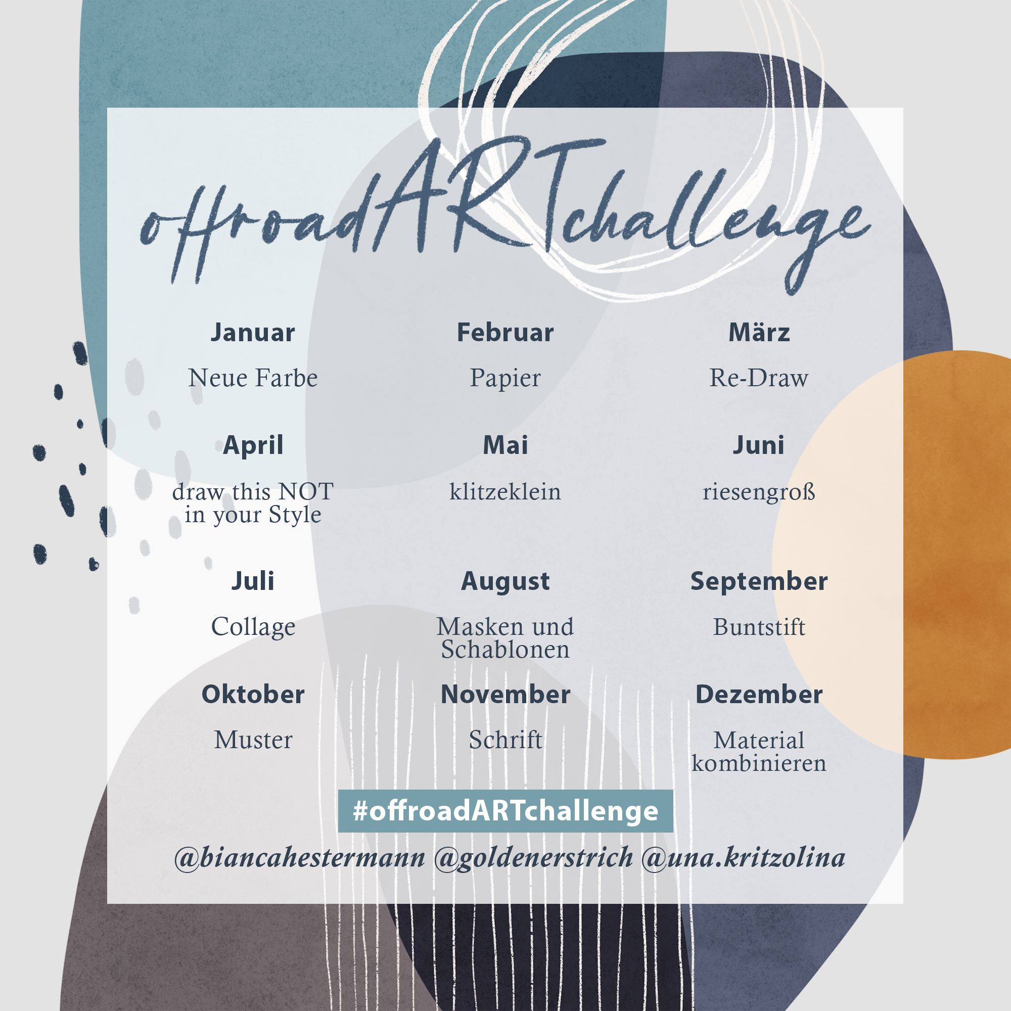 offroad ART challenge Übersicht der Themen für unsere Instagram-Challenge für das Jahr 2021
