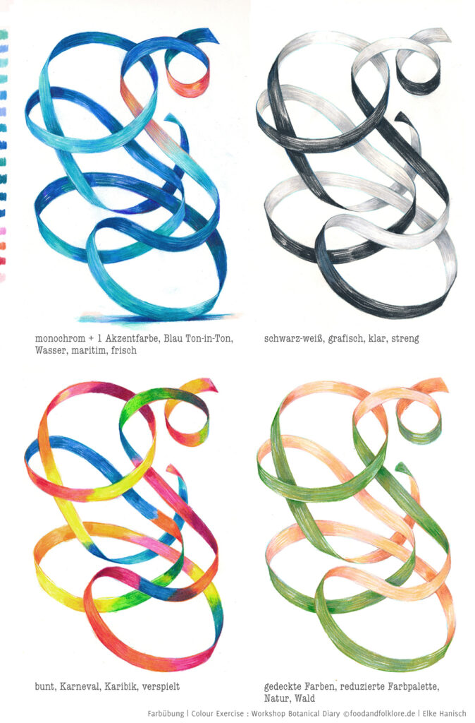 Farbübungen mit Luftschlangen von Elke Hanisch